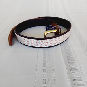 Vineyard Vines Men's Colorful USA Canvas Leather Belt Size 34